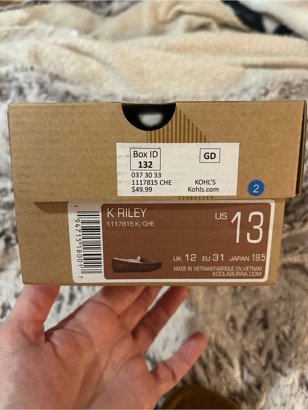 Koolaburra Kids Moccasins in Chestnut Brown with Cream Shearling